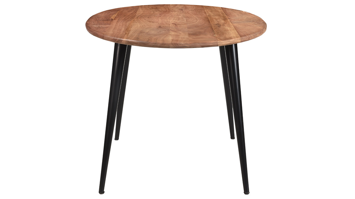 Mesa de comedor ovalada de madera de acacia maciza y metal 160 cm OBALI